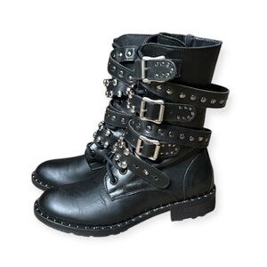 PINKO Rare Uptown Studded Biker Moto Combat Boots 6
